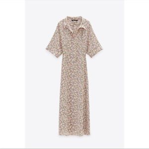 Zara floral maxi dress button up